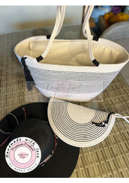 Vero 3lü Takım Plaj Çantası , El Çantası Clutch, Şapka, Totebag,Çanta, Yazlık, Hediyelik, fırsatları