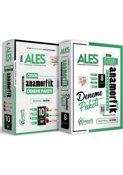 2026 ALES Anamorfik 10lu ve 8li Deneme Paketi 2li Set Özgün Yeni Nesil Türkiye Geneli Dijital Çözüm