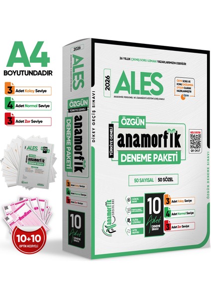 2026 ALES Anamorfik 10lu ve 8li Deneme Paketi 2li Set Özgün Yeni Nesil Türkiye Geneli Dijital Çözüm modelleri