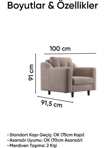 Robin Modüler Tekli Koltuk - Kadife - Krem fırsatları