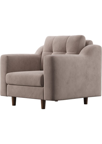 Robin Modüler Tekli Koltuk - Kadife - Krem