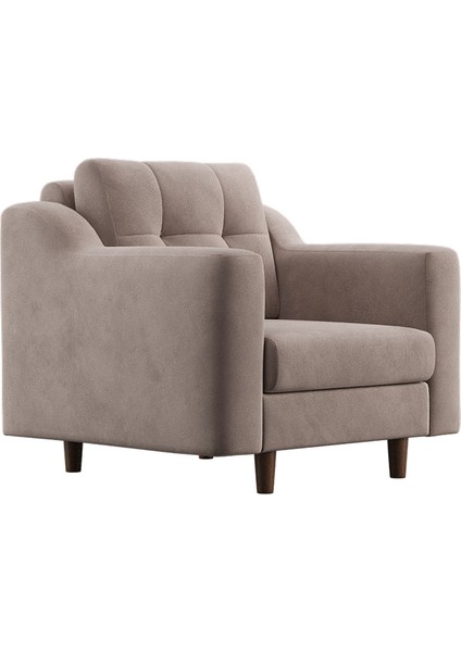 Robin Modüler Tekli Koltuk - Kadife - Krem