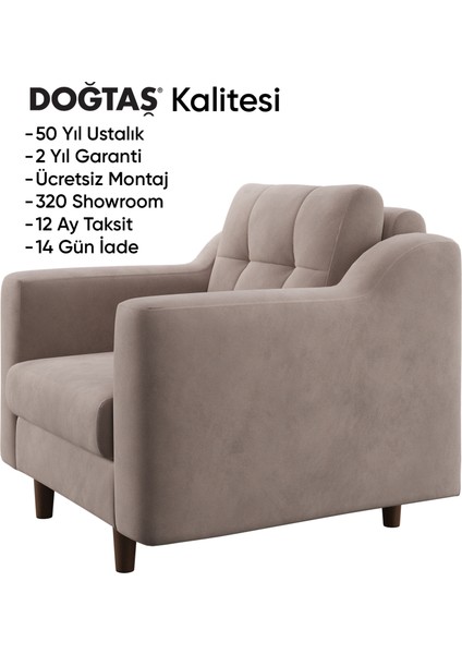 Robin Modüler Tekli Koltuk - Kadife - Krem