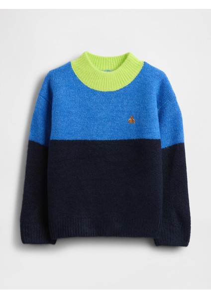 Erkek Bebek Mavi Colorblock Kazak