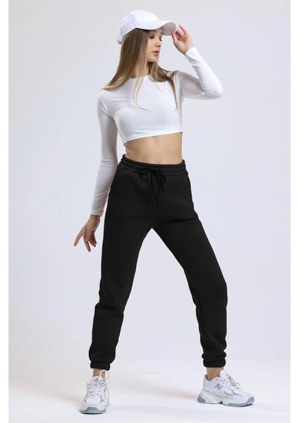 Techmrt 3 Iplik Şardonlu Paça Lastikli Eşofman Siyah İS001 (Beden: L)