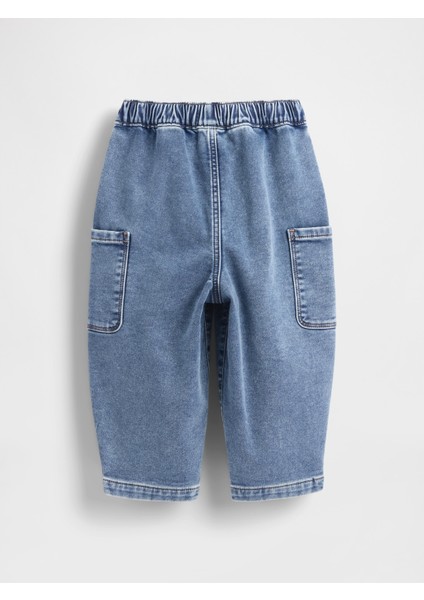 Erkek Bebek Mavi Örgü Barrel Jean Pantolon modelleri
