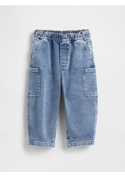 Erkek Bebek Mavi Örgü Barrel Jean Pantolon fırsatları