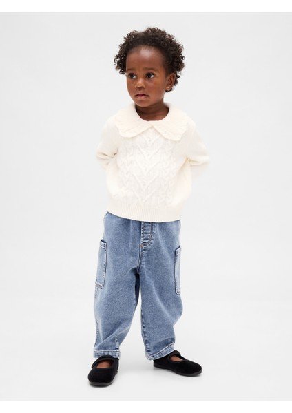 Erkek Bebek Mavi Örgü Barrel Jean Pantolon indirimleri