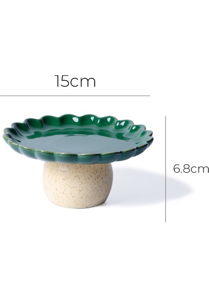 Fungo Ayaklı Pasta Kek Sunum Tabağı 15 cm | Yeşil fırsatları