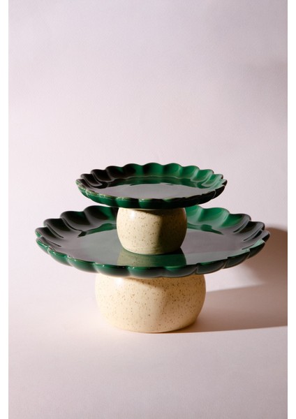 Fungo Ayaklı Pasta Kek Sunum Tabağı 15 cm | Yeşil indirimleri