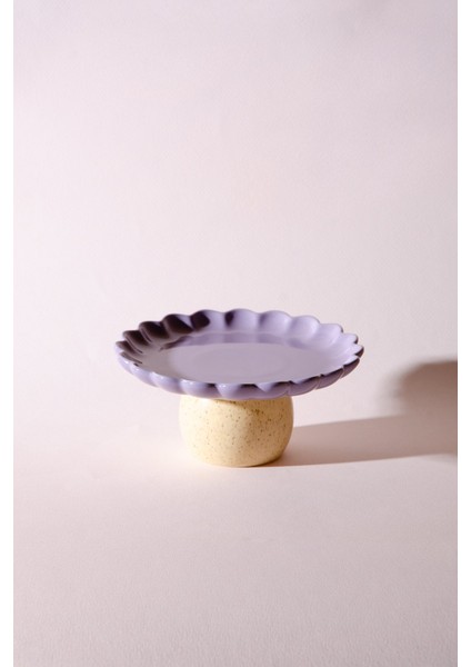 Fungo Ayaklı Pasta Kek Sunum Tabağı 15 cm | Mor