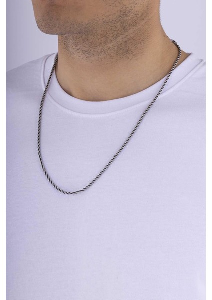 Burgu Model Siyah Geçişli Çelik Erkek Zincir fiyatları