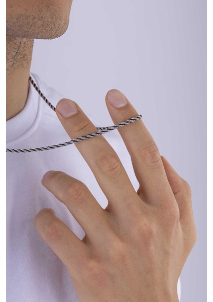 Burgu Model Siyah Geçişli Çelik Erkek Zincir modelleri