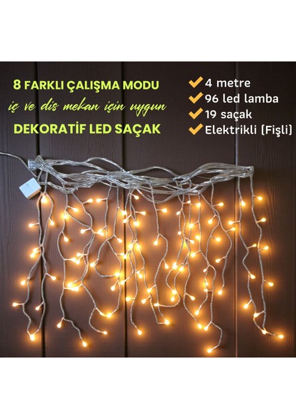 8 Modlu Saçaklı 96 LED - Ev Balkon Bahçe Parti Sınıf Dekoratif Aydınlatma fiyatları