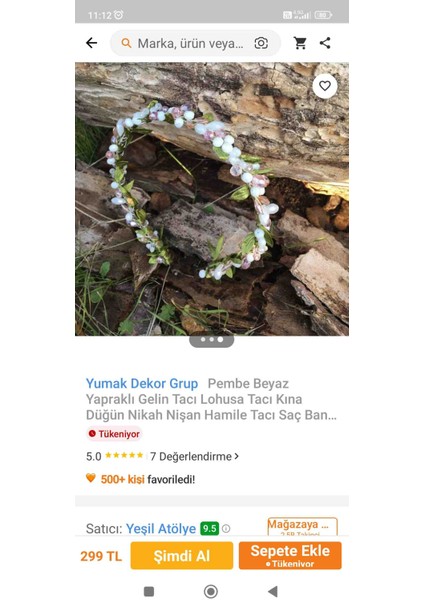 Pembe Beyaz Tekli Yeşil Yapraklı Gelin Nişan Söz Kına Lohusa Tacı Aksesuar modelleri