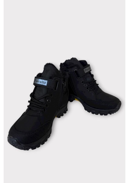 Içi Kürklü Soğuk ve Suya Dayanıklı Fermuarlı Çocuk Bot Siyah - Sarı modelleri