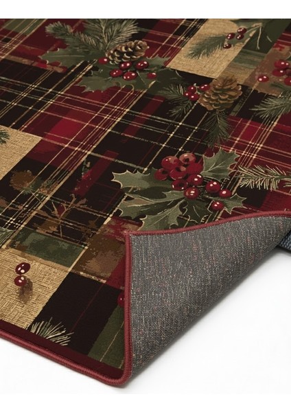 Koseli Yılbaşı Temalı Yıkanabilir Halı – Kaymaz Taban, Çam & Kozalak Desen fırsatları