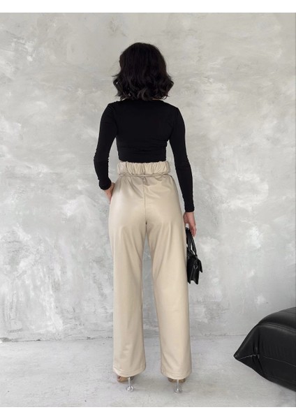 Techmrt Kendinden Ince Kemerli Deri Pantolon Bej T1178 (Beden: M) modelleri