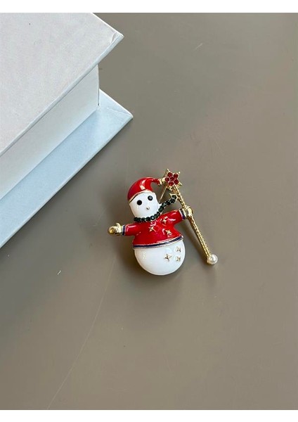 Kardan Adam Broş - Kırmızı