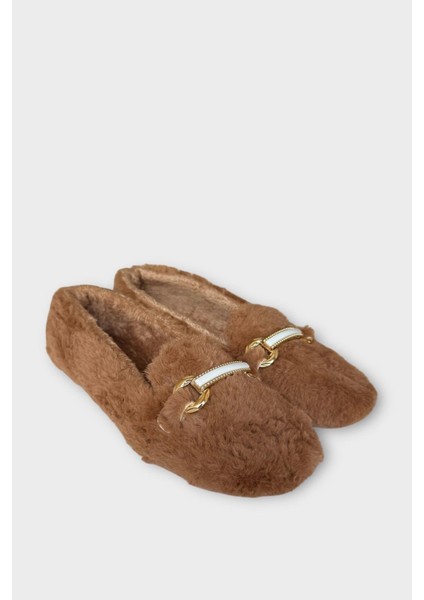 Yumuşak Peluş Ses Yapmaz Hafif Taban Kadın Ev Babeti Panduf Vizon modelleri