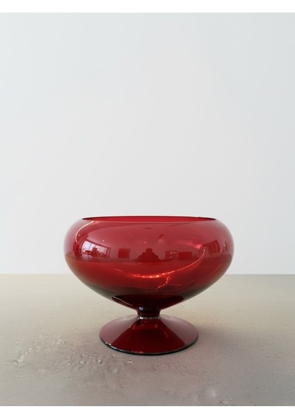 Kırmızı Ayaklı Cam Meyvelik (22 cm) - Büyük Boy Dekoratif Sunum Kasesi indirimleri