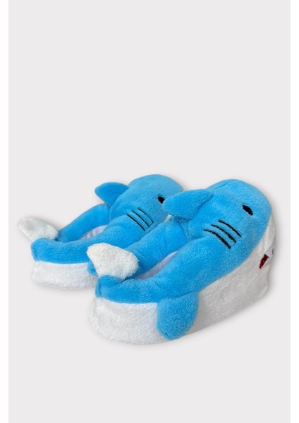 Kadın Köpek Balığı Figürlü Panduf Mavi