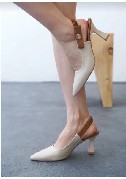 Techmrt Toran Bej Cilt Topuklu Ayakkabı (Numara: 36)