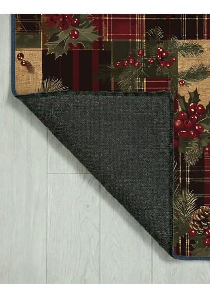 Koseli Yılbaşı Temalı Yıkanabilir Halı – Kaymaz Taban, Çam & Kozalak Desen indirimleri
