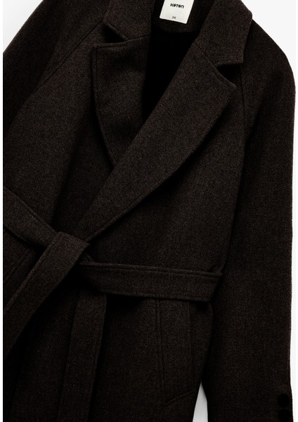 Uzun Kollu Kemerli Cepli Kruvaze Uzun Kaşe Kaban indirimleri