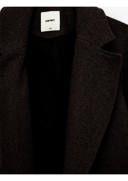 Uzun Kollu Kemerli Cepli Kruvaze Uzun Kaşe Kaban