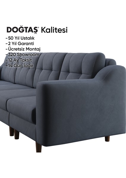 Robin Dörtlü Koltuk - Kadife - Gri indirimleri