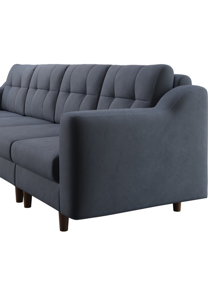 Robin Dörtlü Koltuk - Kadife - Gri