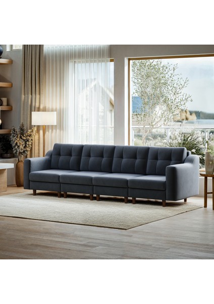 Robin Dörtlü Koltuk - Kadife - Gri