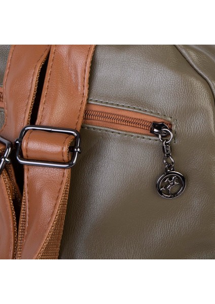 Kadın Çok Gözlü Büyük Boy Sırt Çantası Yeşil Taba modelleri