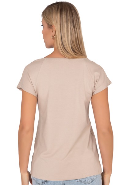 Özkan 27580 Kadın Kahve Vorteks Viskon Premium Kumaş Baskılı Kısa Kollu Örme Bluz fiyatları