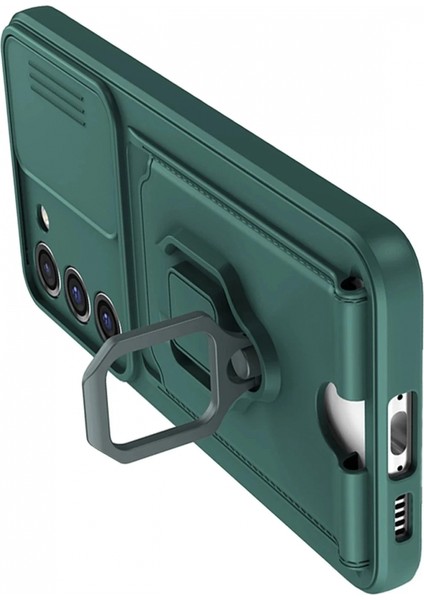 Samsung Galaxy S24 Plus Kılıf Zuma Kartvizitli Yüzüklü Silikon - Yeşil modelleri