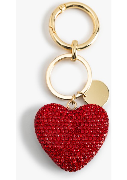 Kalp Şekilli Boncuklu Metal Anahtarlık
