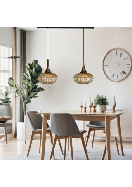 Elegant Cam Bal Rengi Ikili Avize Eskitme Külah Başlık Sarkıt Lamba Restoran Salon Aydınlatma