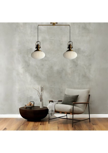 Elegant Cam Beyaz Ikili Metal Çubuk Avize Eskitme Başlık Sarkıt Lamba Salon Aydınlatma fiyatları