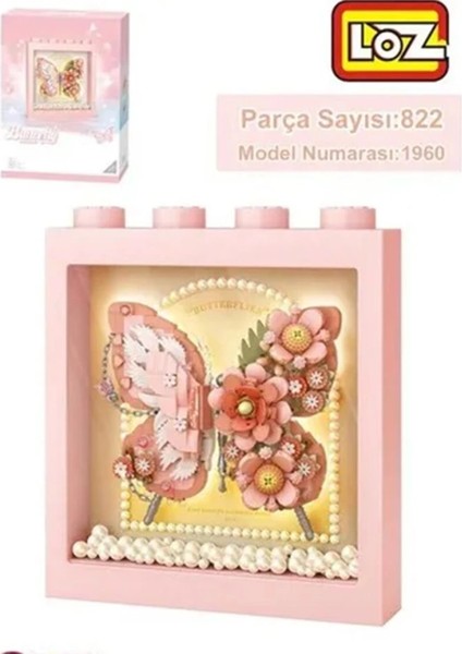 Bfs LZ-1960 Loz Pembe Kelebek Çerçeve 822 Parça Block Oyuncak