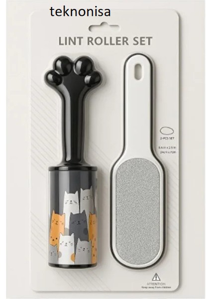 2'li Tüy Toplama Set Kıyafet Koltuk Evcil Hayvanlar Için Toz Toplayıcı Fırça ve Yapışkanlı Rulosu