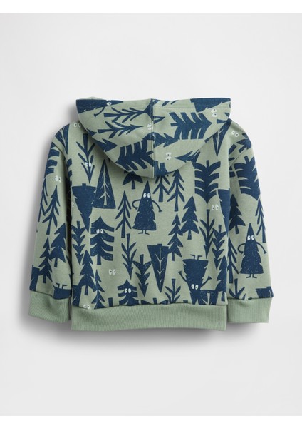 Erkek Bebek Yeşil Gap Easy Logo Baskılı Fermuarlı Sweatshirt modelleri