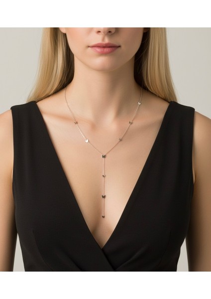 Minimal Kelebekli Çelik Y-Kolye