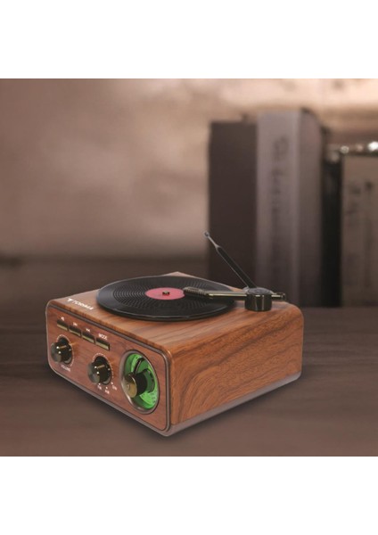 D75 Ahşap Plak Görünümlü Nostalji Kablosuz Speaker / Wireless Hoparlör fırsatları