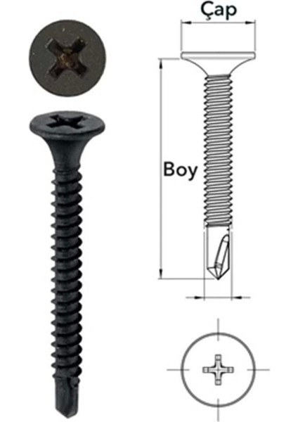 Akdeniz 3,5X25 Matkap Uçlu Alçıpan Vidası 1000 Adet