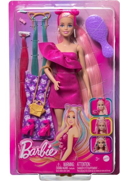Bfs JDC85 Barbie Upuzun Muhteşem Saçlı Bebekler Pembe Saçlı Bebek