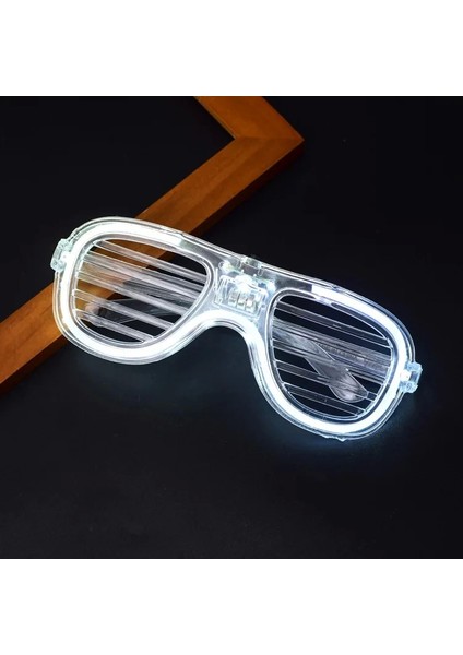Bfs Beyaz LED Işıklı Parti Gözlüğü - Neon Glow Şerit Gözlük 3 Modlu fırsatları