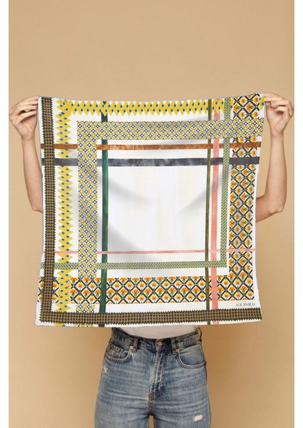 Desenli Modal Eşarp Zikzak Etnik