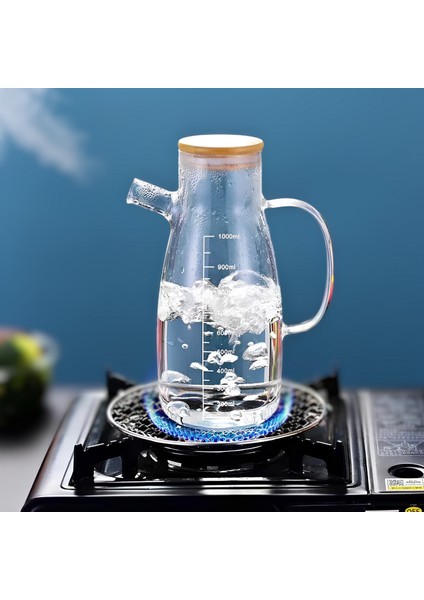 Cam Yağdanlık 2’li Set – 900 ml Ölçekli Bambu Kapaklı fırsatları