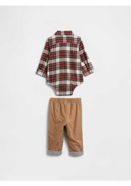 Bebek Çok Renkli Flannel Two-Piece Outfit Set modelleri